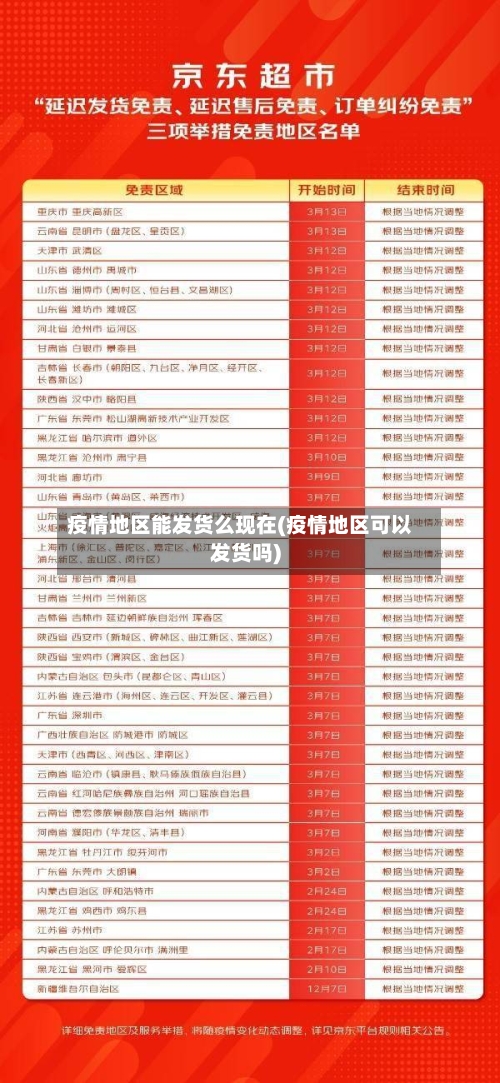 疫情地区能发货么现在(疫情地区可以发货吗)