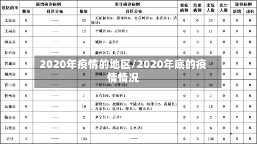 2020年疫情的地区/2020年底的疫情情况