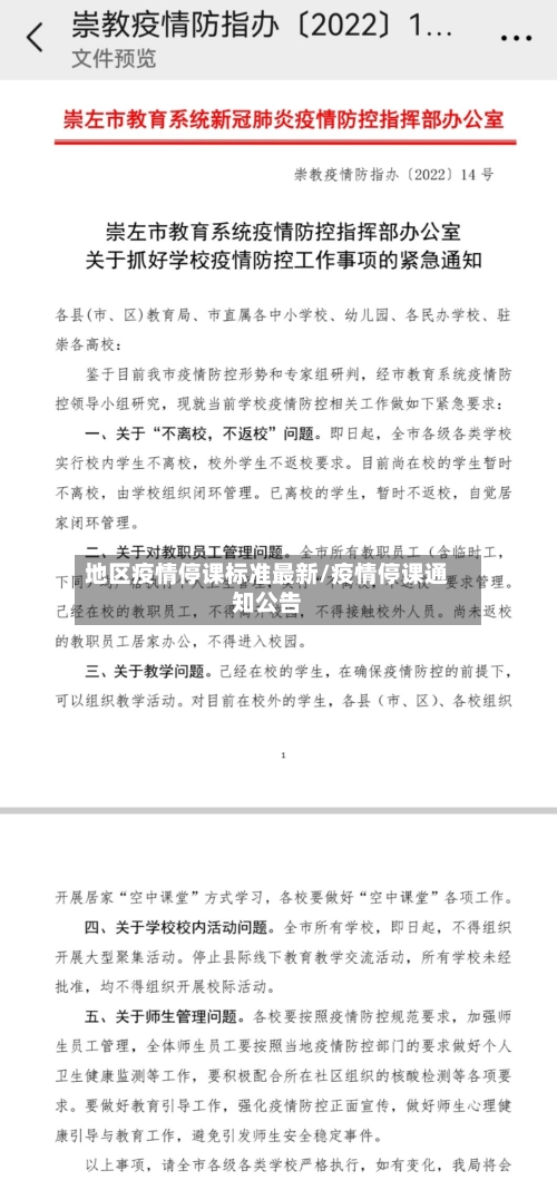 地区疫情停课标准最新/疫情停课通知公告