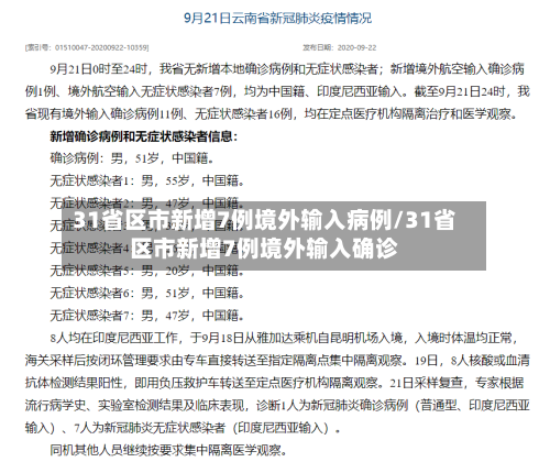 31省区市新增7例境外输入病例/31省区市新增7例境外输入确诊-第2张图片