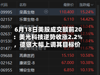 6月18日美股成交额前20：美光科技逆势收涨2.2%，德银大幅上调其目标价-第2张图片