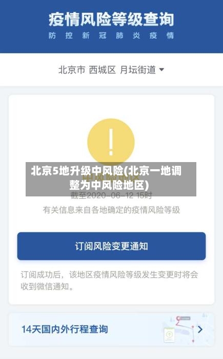 北京5地升级中风险(北京一地调整为中风险地区)