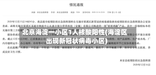 北京海淀一小区1人核酸阳性(海淀区出现新冠状病毒小区)