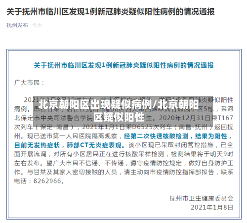 北京朝阳区出现疑似病例/北京朝阳区疑似阳性
