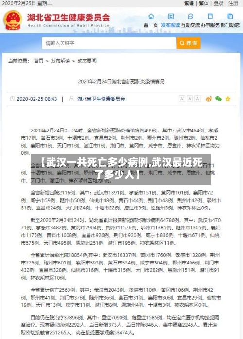 【武汉一共死亡多少病例,武汉最近死了多少人】