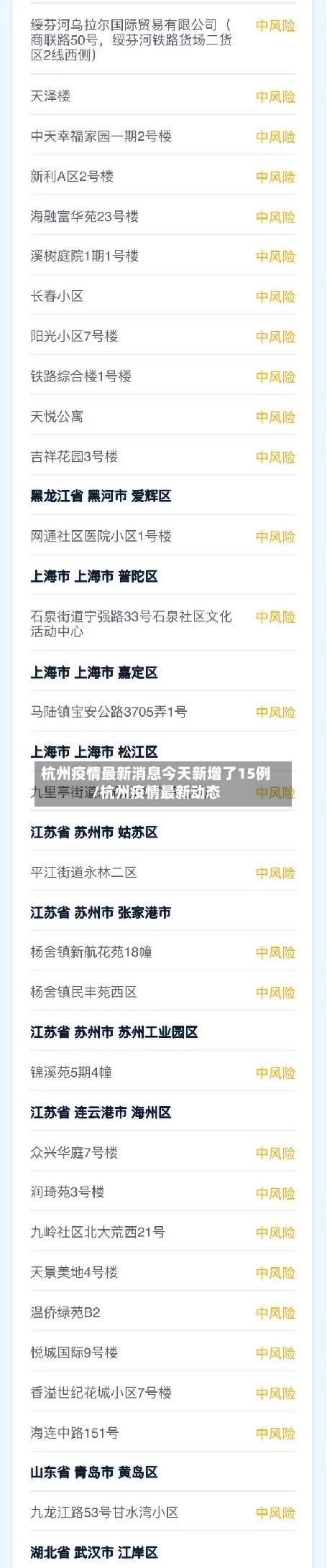 杭州疫情最新消息今天新增了15例/杭州疫情最新动态