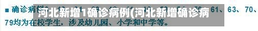 河北新增1确诊病例(河北新增确诊病例14例 在石家庄)