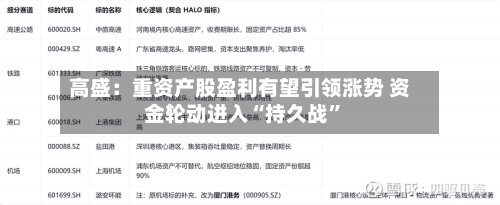 高盛：重资产股盈利有望引领涨势 资金轮动进入“持久战”-第2张图片