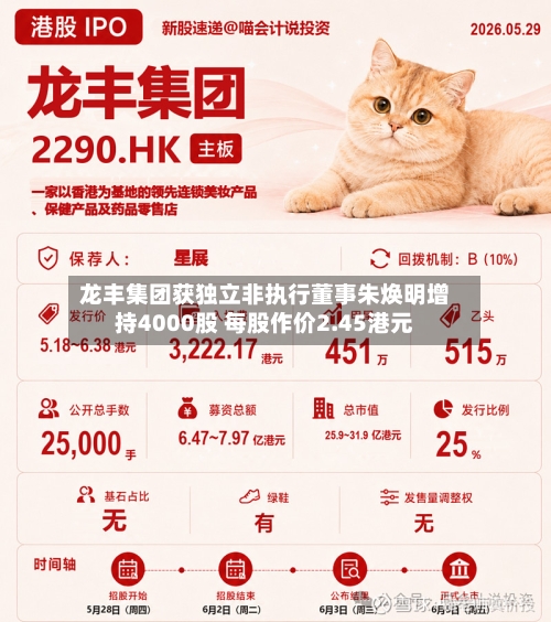 龙丰集团获独立非执行董事朱焕明增持4000股 每股作价2.45港元-第1张图片