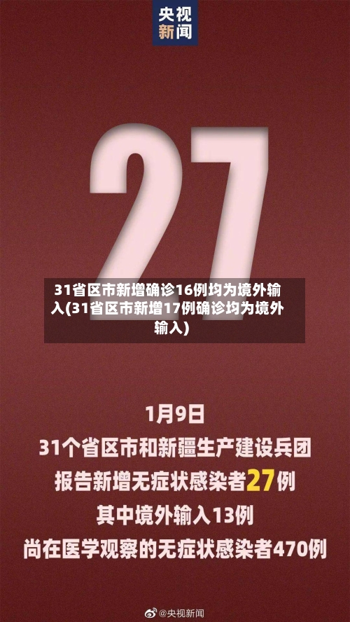 31省区市新增确诊16例均为境外输入(31省区市新增17例确诊均为境外输入)