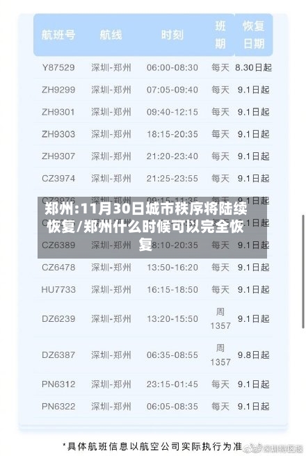 郑州:11月30日城市秩序将陆续恢复/郑州什么时候可以完全恢复