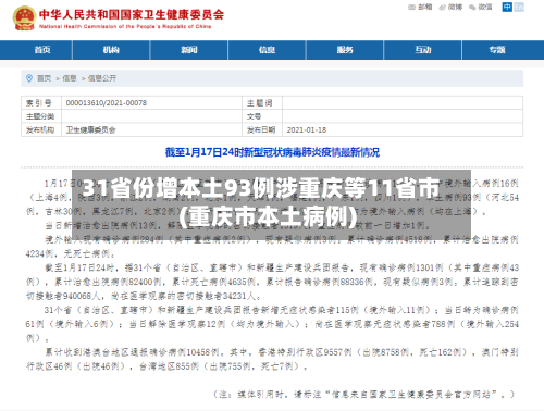 31省份增本土93例涉重庆等11省市(重庆市本土病例)
