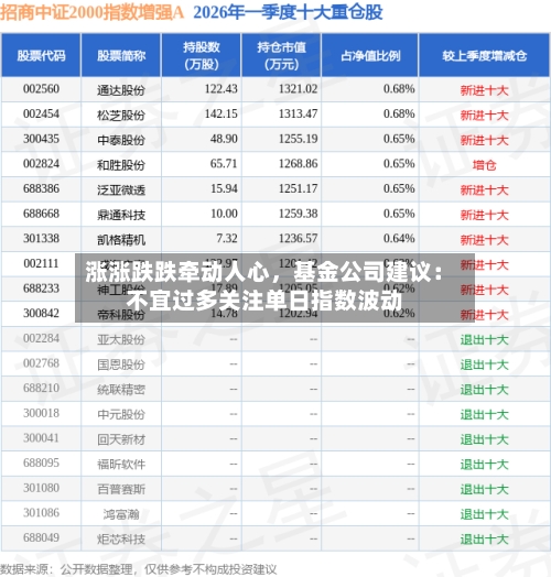 涨涨跌跌牵动人心，基金公司建议：不宜过多关注单日指数波动