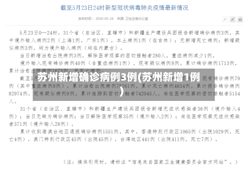 苏州新增确诊病例3例(苏州新增1例)